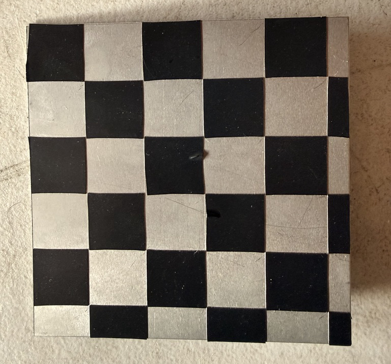 Electrical tape and aluminum checkerboard for thermal calibration